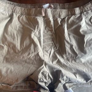Men's Flat Front Drawstring Shorts — Light Khaki